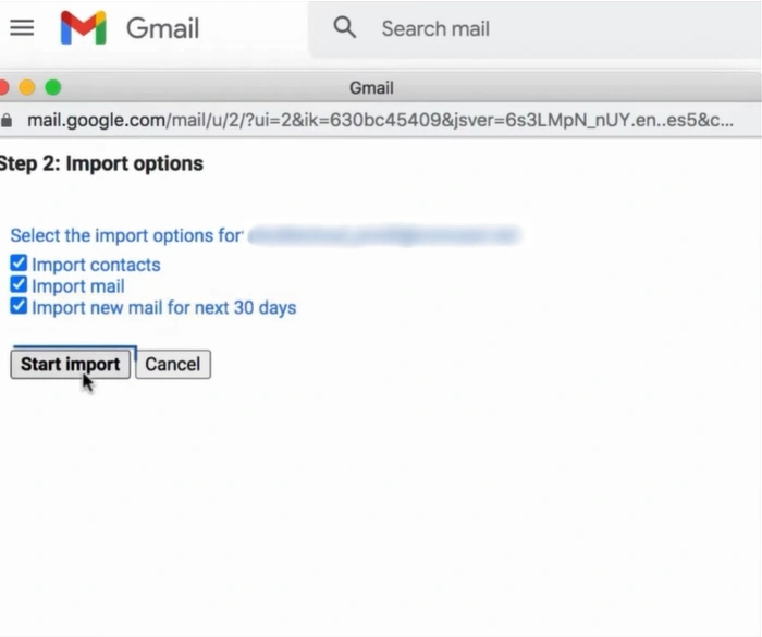 Click on Start import