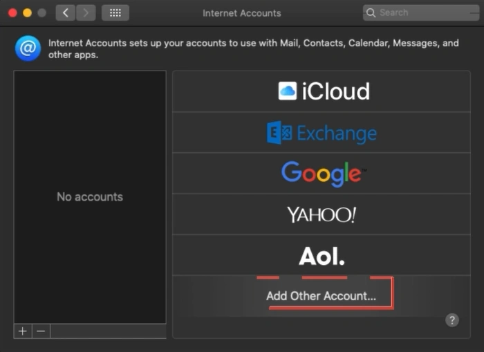 Click on Add Other Account