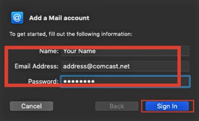 Enter your name, email ID, and password