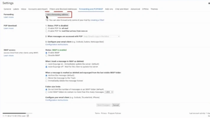 Add a forwarding address