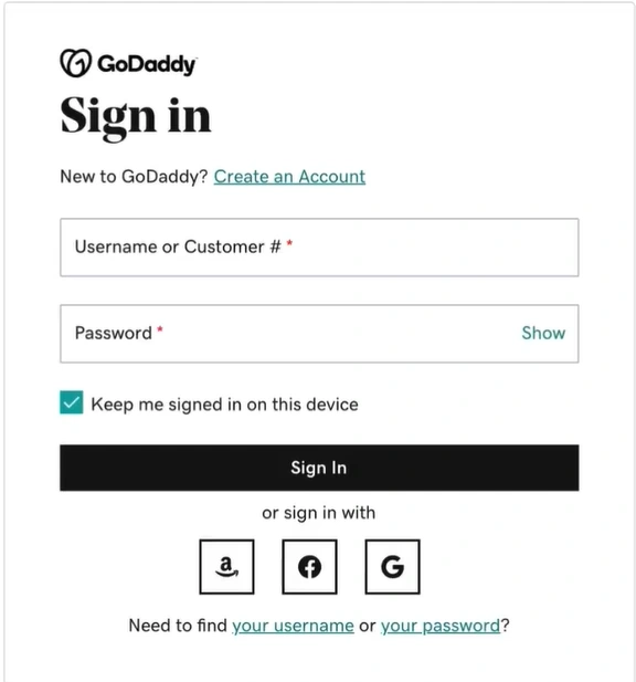 Go to GoDaddy’s official website and sign