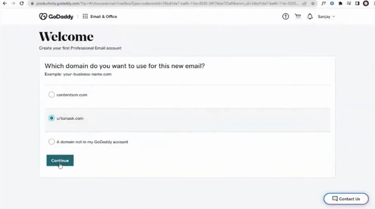 Select a domain and click
