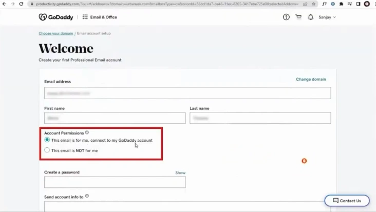 Select your desired option in Account Permissions