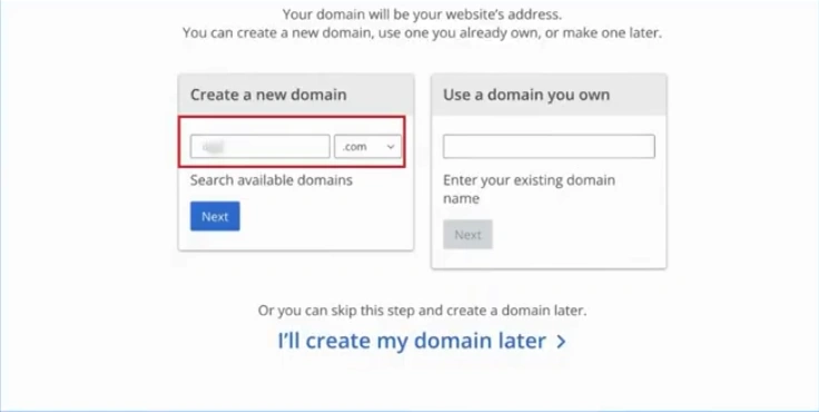 In the Create a new domain tile