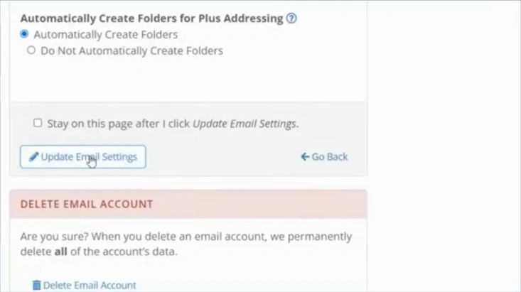 click on Update Email Settings