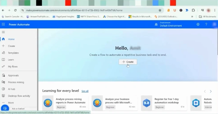 Click on Create
