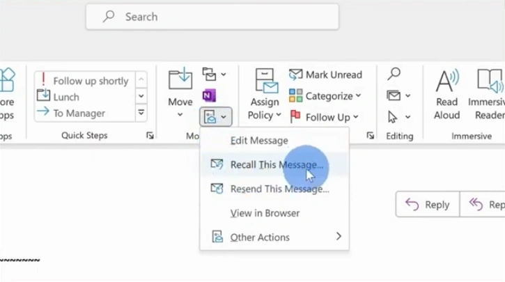 select the “Recall This Message