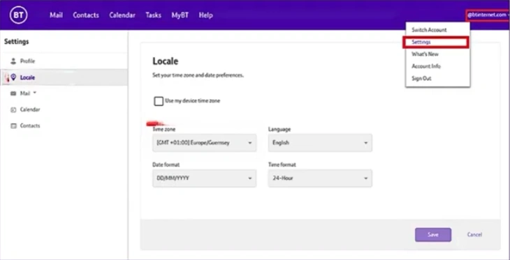 Open the Settings tab