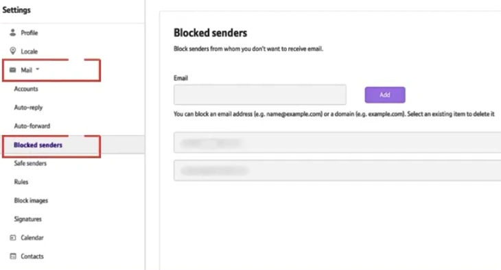 Open the Mail dropdown in the left panel