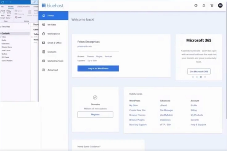 Log in to your Bluehost account