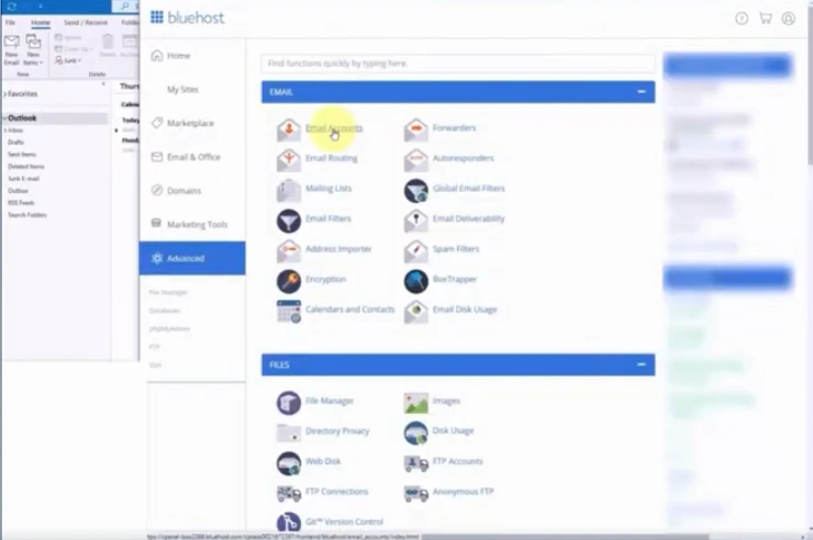 click on Email Accounts under the Email section.