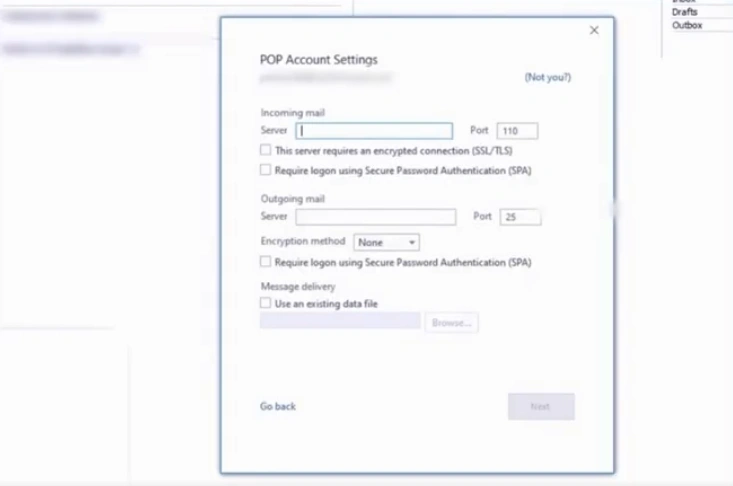 In the POP Account Settings window