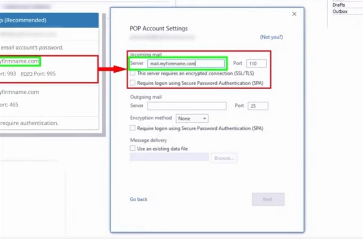 in the Incoming Mail Server field
