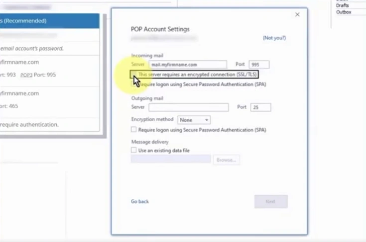 Check the SSL/TLS box