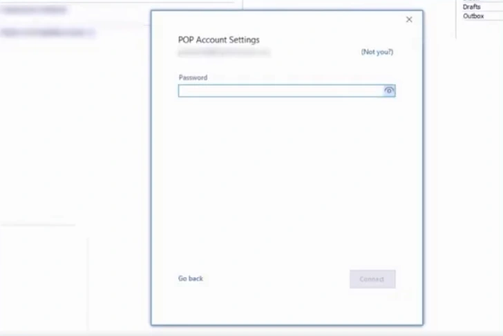 enter the password you set when creating the email address