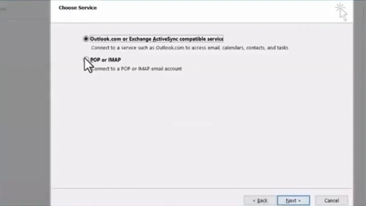 On the Choose Service page