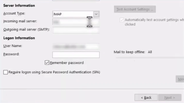 In the Incoming mail server field