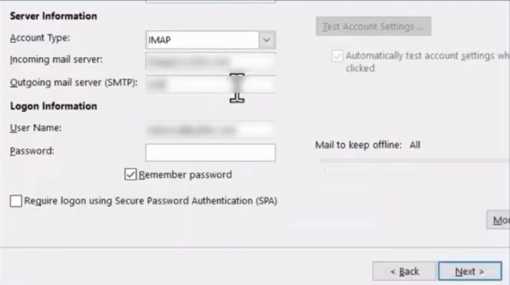 In the Outgoing mail server field