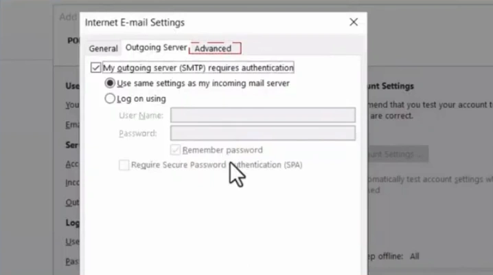 Open the Advanced tab