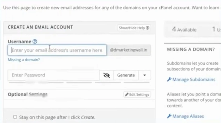 Create New Mail Address