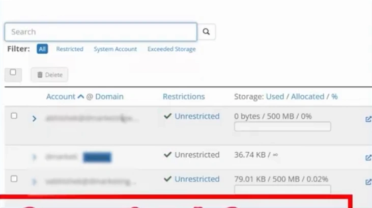 The site takes you to your email accounts page