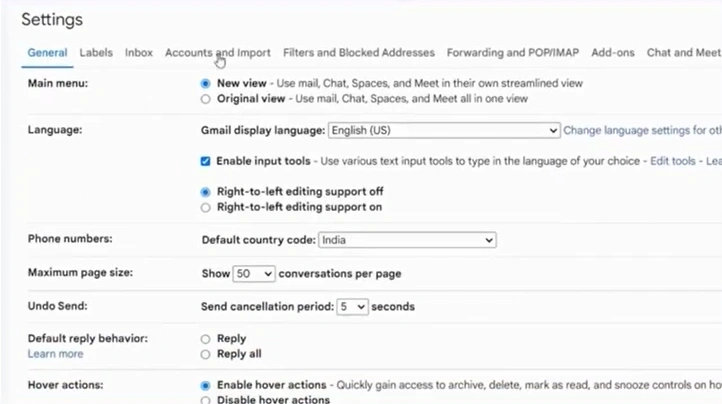 Go to the Accounts and Import tab