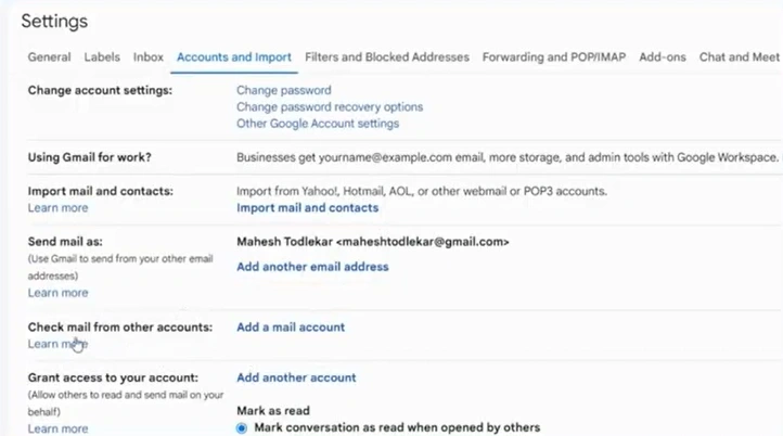 click “Add a mail account” next to the “Check