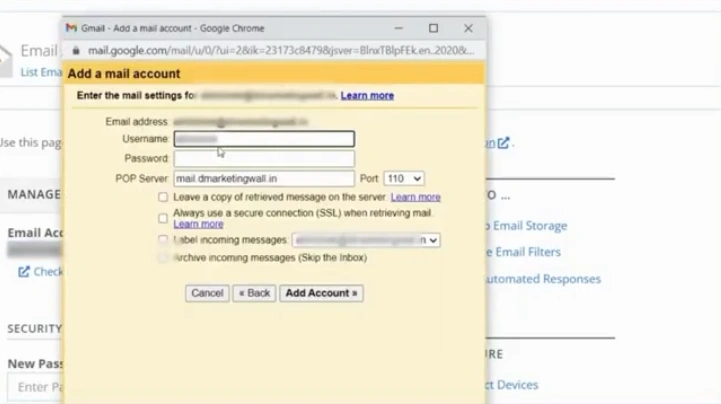 Enter the Bluehost email address again in the Username field