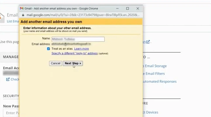 and click on the “Next Step” button