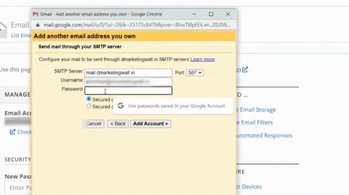 Enter the same information in the Username