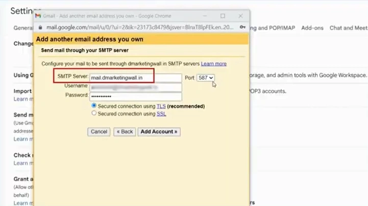 In the SMTP server field, enter “mail