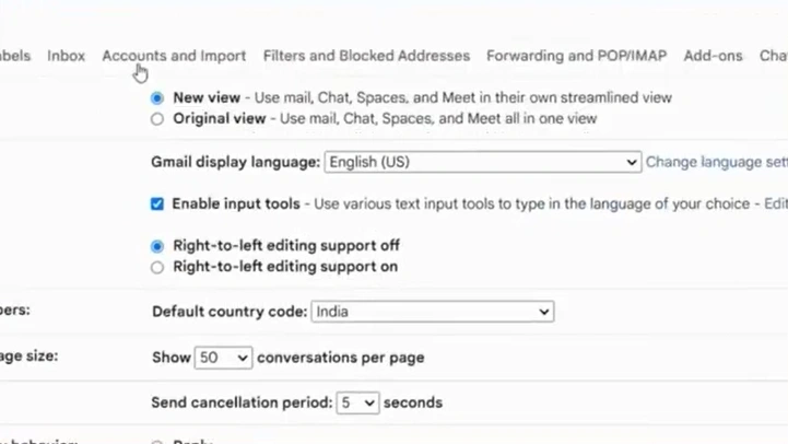 Open the Accounts and Import tab
