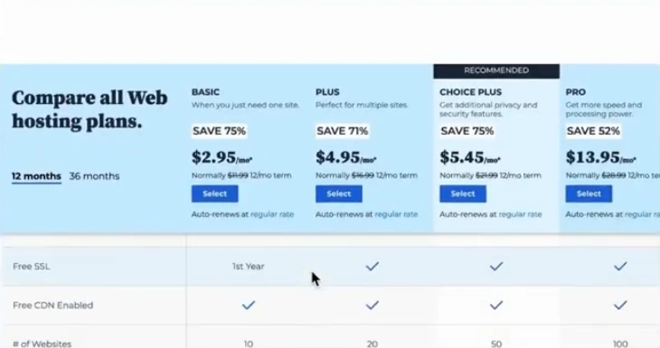 You’ll be redirected to the Bluehost plans page