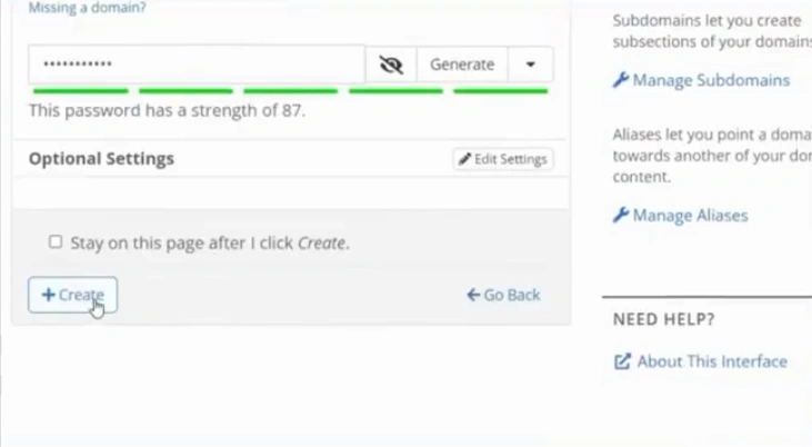 Click on the Create button