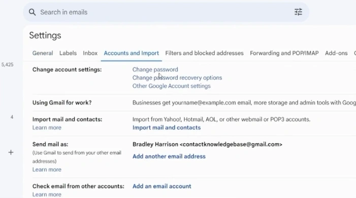 Open the Accounts and Import tab