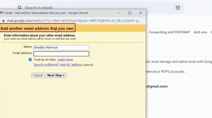 Add another email address that you own