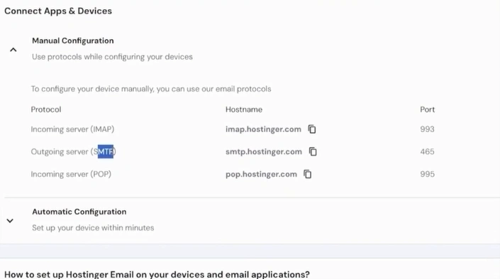 copy the SMTP server hostname