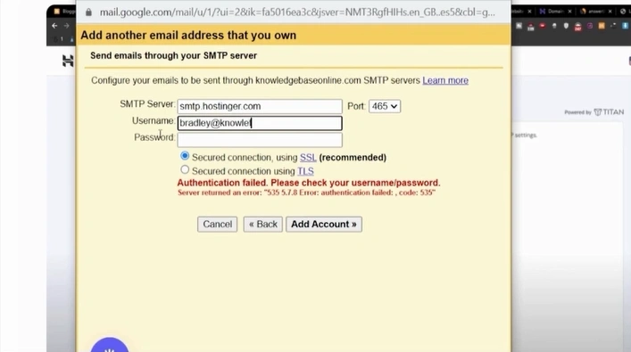 Fill in your Hostinger email address