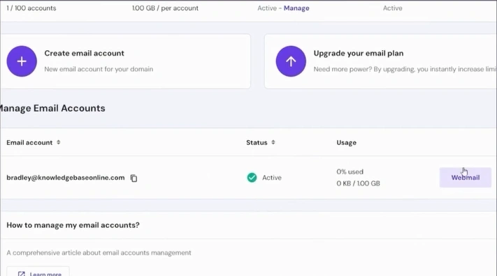 Click on the Webmail button next to the email