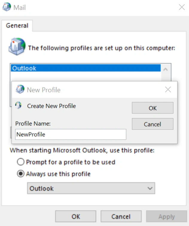 to set your new profile as the default one