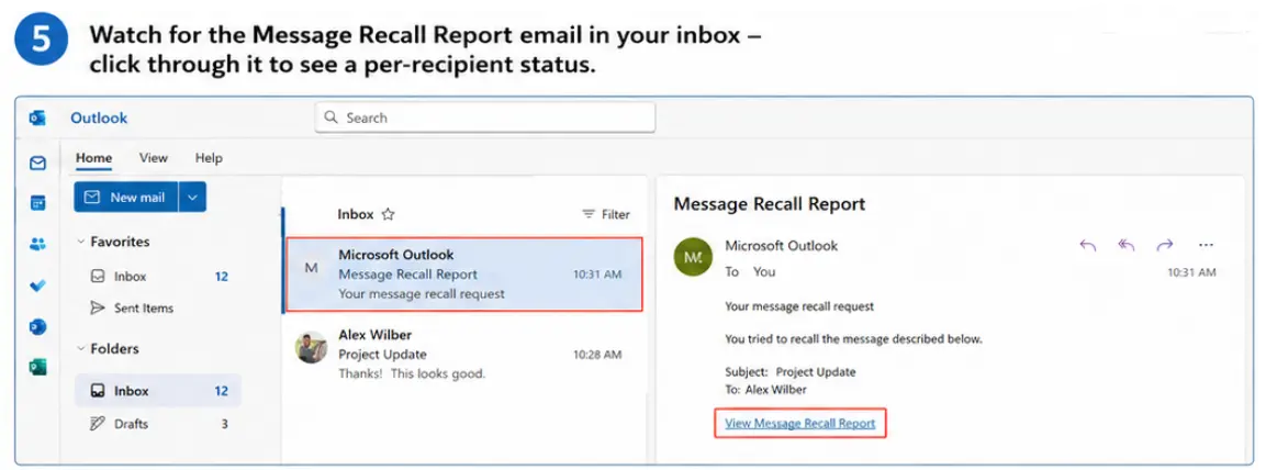 Watch for the Message Recall Report email in your inbox - click through it to see a per-recipient status